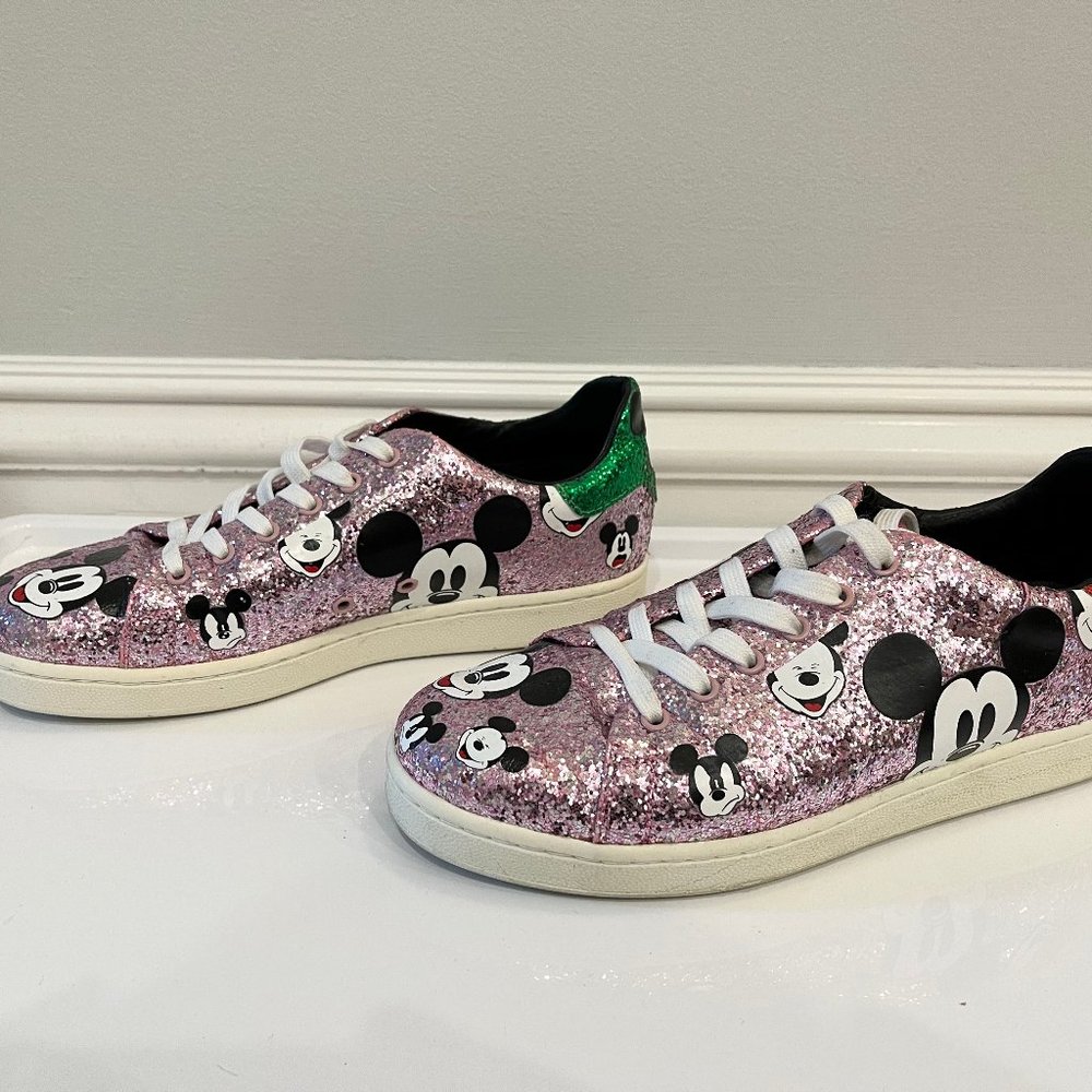 Master Of Arts Glitter Pink Glitter Mickey Sneakers